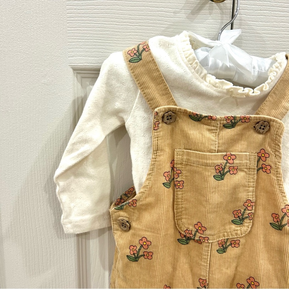 NEXT Baby Floral Corduroy Overalls Outfit Set 12–18M - Picture 5 of 7